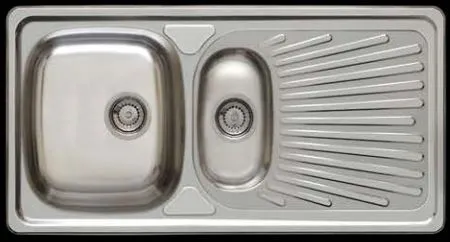 Evier inox a encastrer 1 cuve +1/2 + égouttoir + vidage 100x50