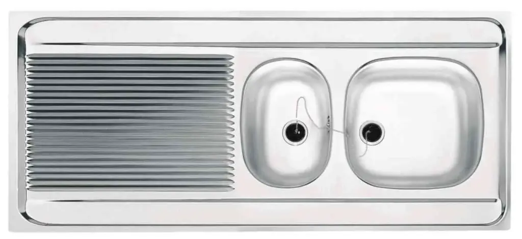 Evier inox a poser 1 cuve + 1/2 + égouttoir + vidage  " Spit " 140x60