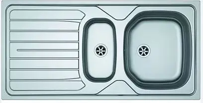 Evier inox dekor a encastrer 1 cuve +1/2 égouttoir + vidage " Renova "100x50