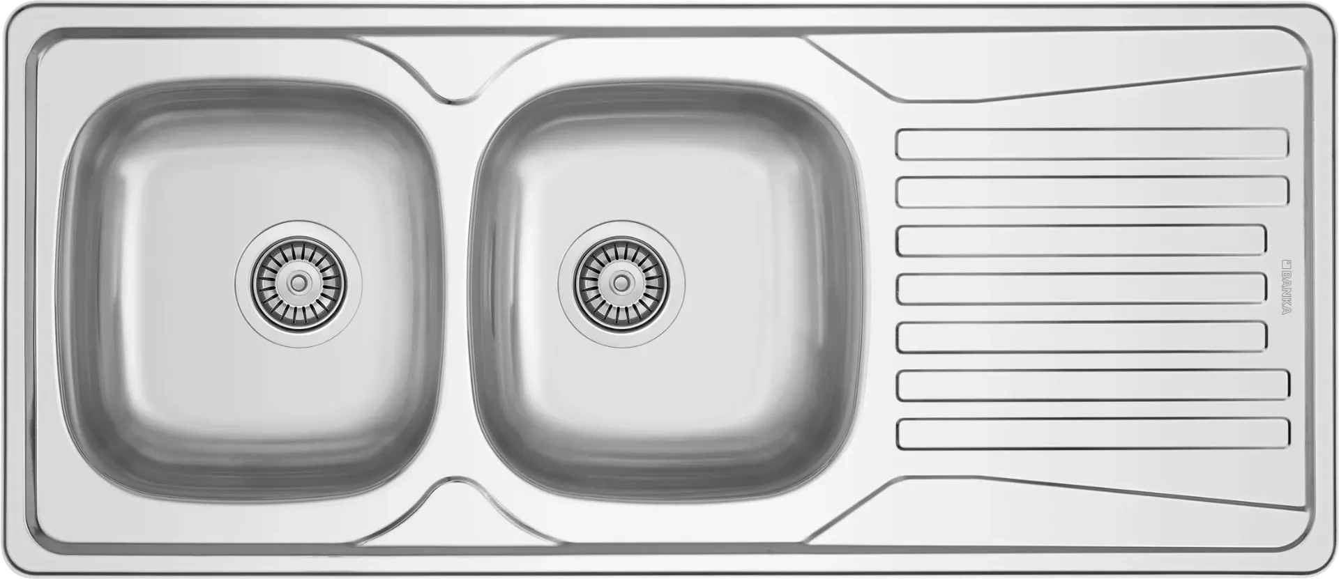 Evier inox dekor a encastrer 2 cuves + égouttoir + vidage " M 26000 " 116x50