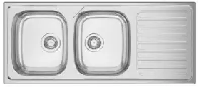 Evier inox dekor a encastrer 2 cuves + 1 égouttoir + vidage " Okio Line " 116x50